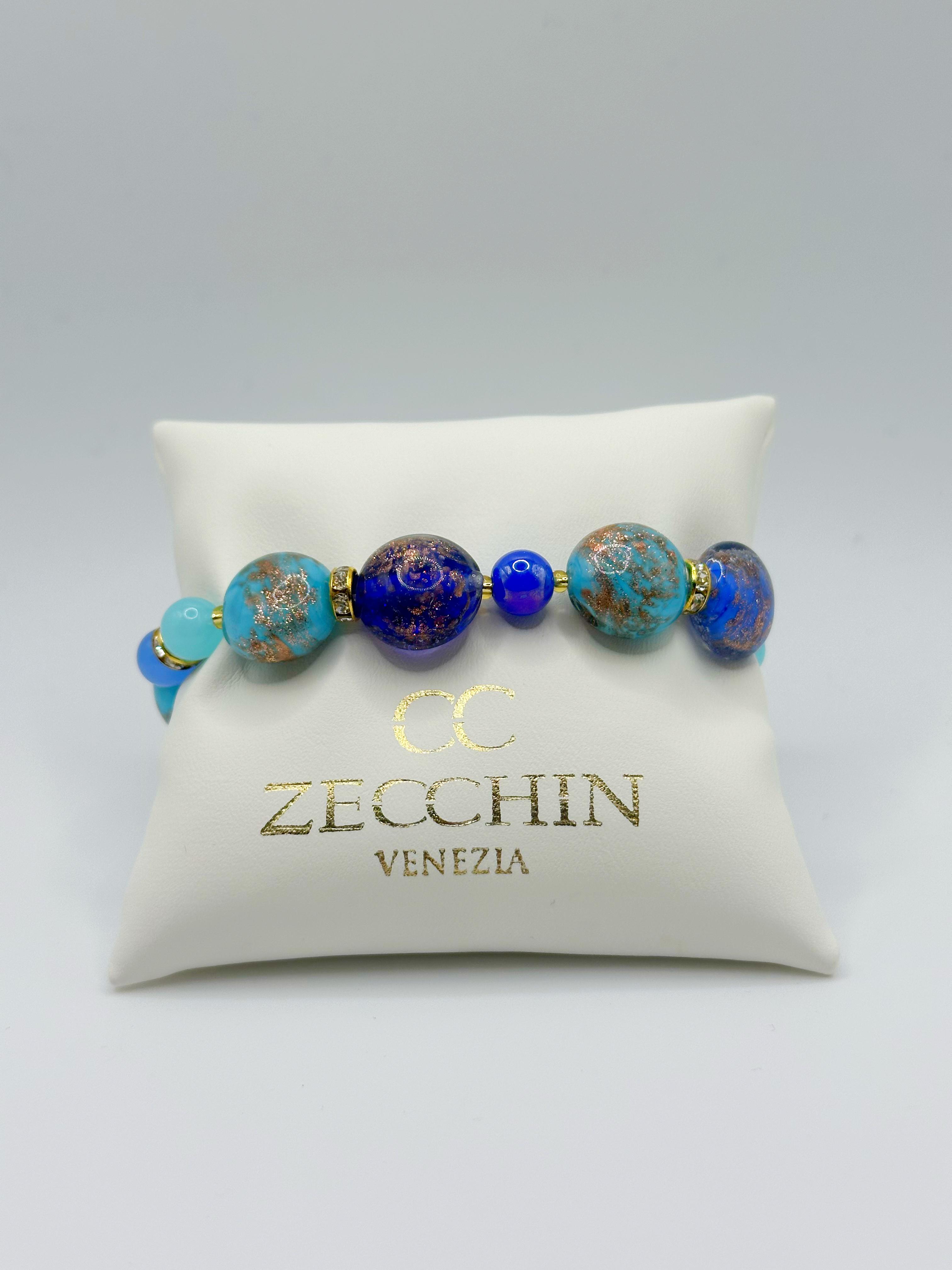 Bracciale Marilyn elasticizzato in vetro di Murano, colore indaco
